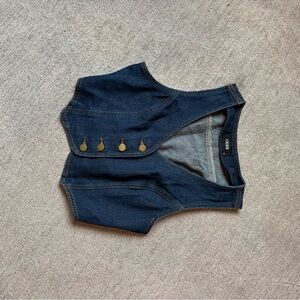 Cider Blue Denim Vest with Contrast Stitching